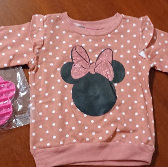 DISNEY JUNIOR MINNIE MOUSE LONG SLEEVE BOW 3T GIRLS KIDS TODDLER TOP 60% COTTON, - Picture 1 of 6